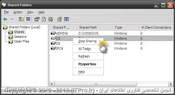 Share های پیشفرض ویندوز